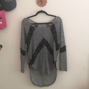 Free people gray lace sweater.